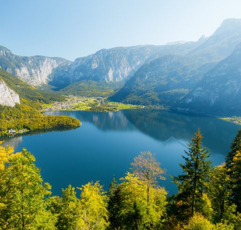 Anl Aerial Shot Of Hallstatt Town In Austria